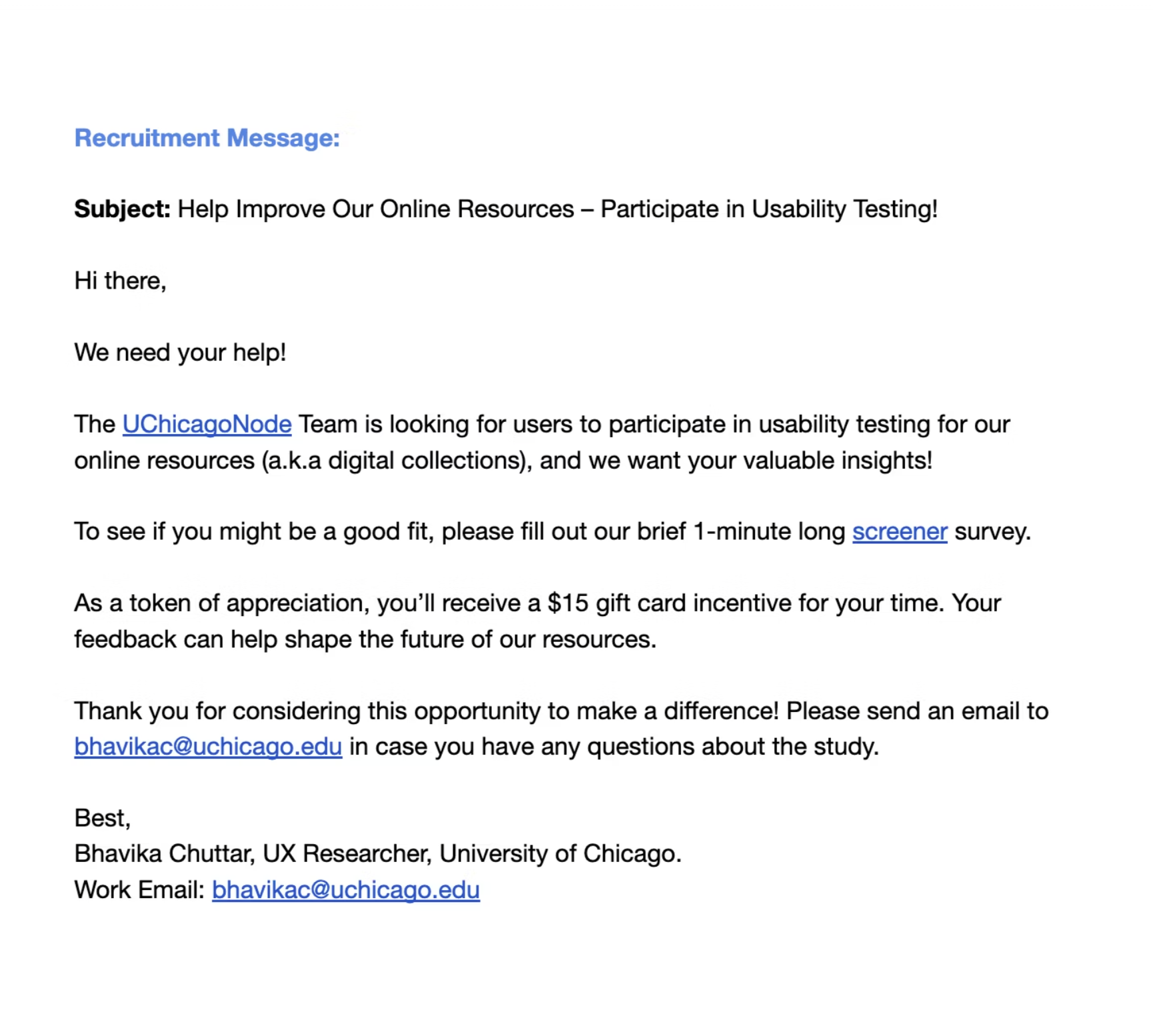 Recruitment Message